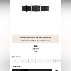 helsa black belt worn once size small